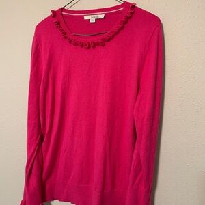 BODEN Bernadette Sweater, Hot Pink, Ruffles, US 16